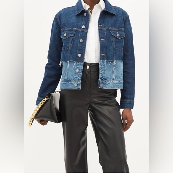 NWOT Frame- Reconstructed Denim Jacket. Size L - Picture 3 of 13